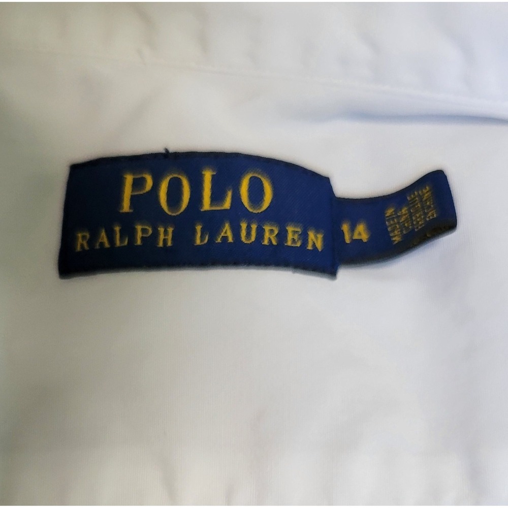 Polo Ralph Lauren Women 14 White Ruffle Front Sleeveless Cotton Button Down Shir - Picture 7 of 8